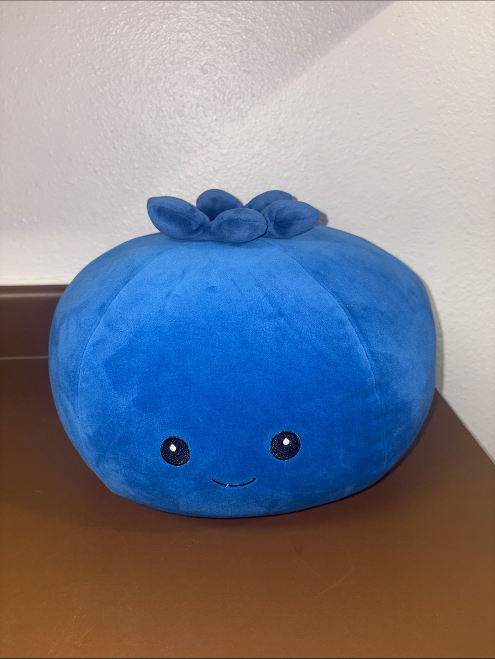 Blueberry Plush Decorative Pillow with Smiling Face